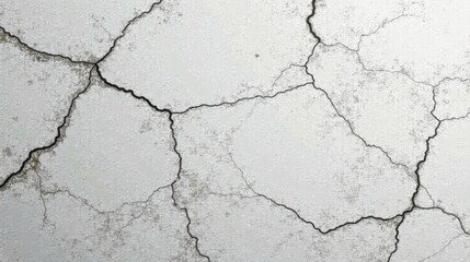 Fototapeta premium Abstract Cracked Surface Texture A Detailed High-Resolution Image Showing a Network of Irregular Fractures in a Light-Gray Surface