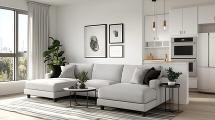 Modern Living Room with Stylish Couch and Minimalist Decor