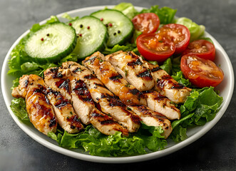 Delicious and Healthy Grilled Chicken Salad with Fresh Vegetables