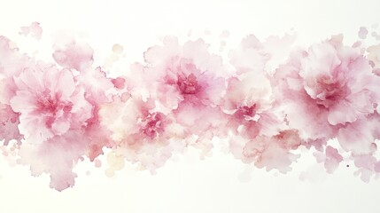 Dreamy Watercolor Peonies in Soft Blush Pink, Gently Blending into Creamy White Background, Creating a Romantic and Elegant Atmosphere for Weddings, Invitations, and Luxury Branding.