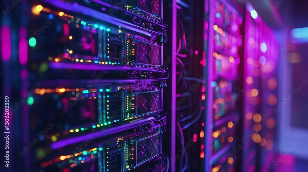 Aufkleber illuminated data center servers: a visual representation of cloud computing