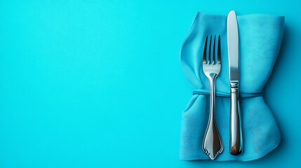 A blue background and a blue napkin in portrait format