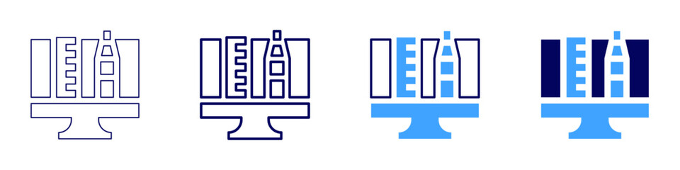 Design analysis icon in 4 different styles. Thin Line, Line, Bold Line, Duotone. Duotone style. Editable stroke