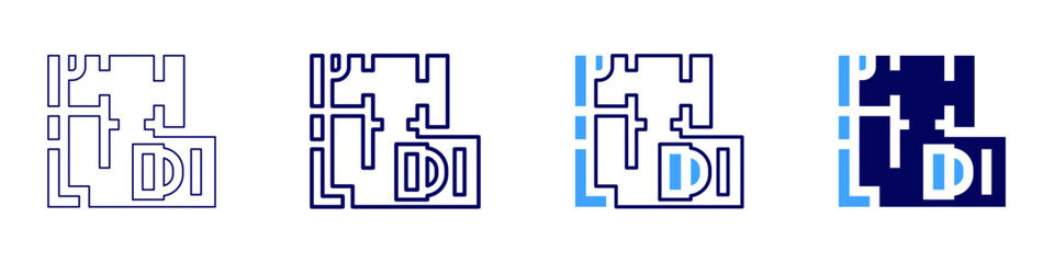 Design architecture icon in 4 different styles. Thin Line, Line, Bold Line, Duotone. Duotone style. Editable stroke
