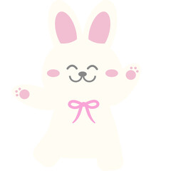 Happy Kawaii Easter Bunny with Pink Bow – Cute Pastel Spring Illustration