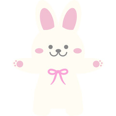 Cute Kawaii Easter Bunny with Pink Bow – Adorable Pastel Spring Illustration
