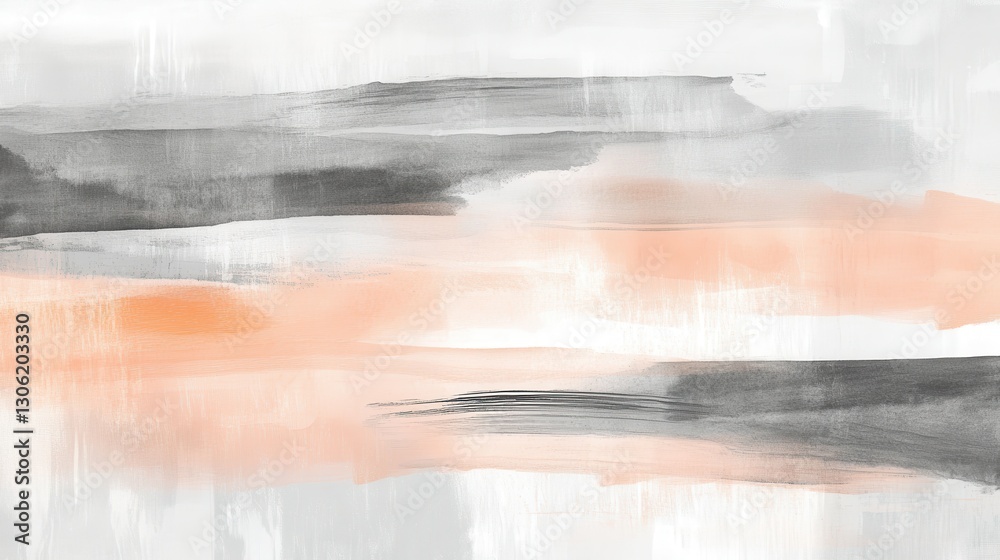 Poster Abstract pencil strokes create a translucent wash of subtle color blending on textured canvas