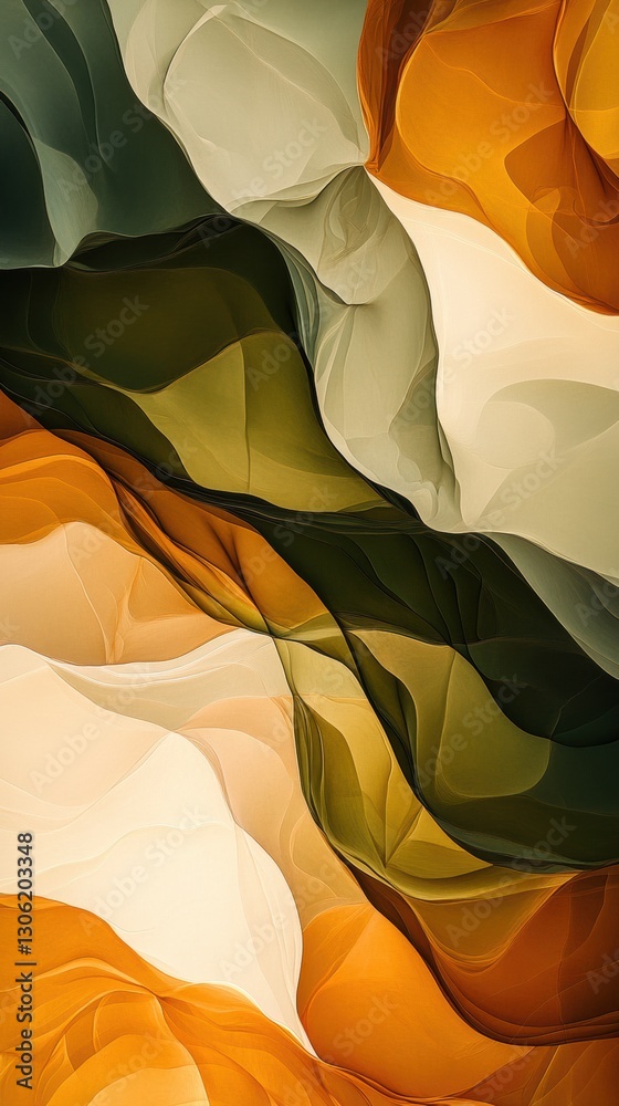 Poster layered abstract painting showcasing earthy tones with smooth transitions and flowing forms