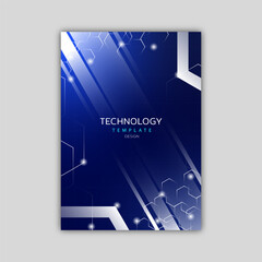 Poster brochure cover banner presentation layout template, Technology digital futuristic internet network connection black blue background, Abstract cyber future tech communication Ai big data science
