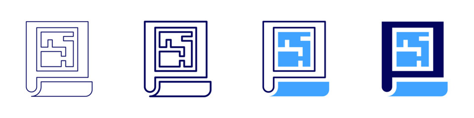 Design grids icon in 4 different styles. Thin Line, Line, Bold Line, Duotone. Duotone style. Editable stroke