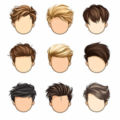 Cartoon hairstyles: A showcase of various trendy and stylish cartoon character hair designs, perfect for inspiration and character creation.