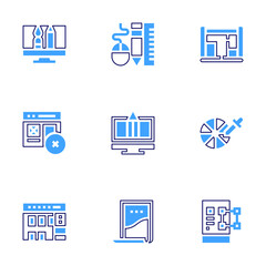 Design icon set. Bold line style. Duotone colors. Editable stroke. blueprint, dropper, graphic design , design tools , app design , poster design, design , web