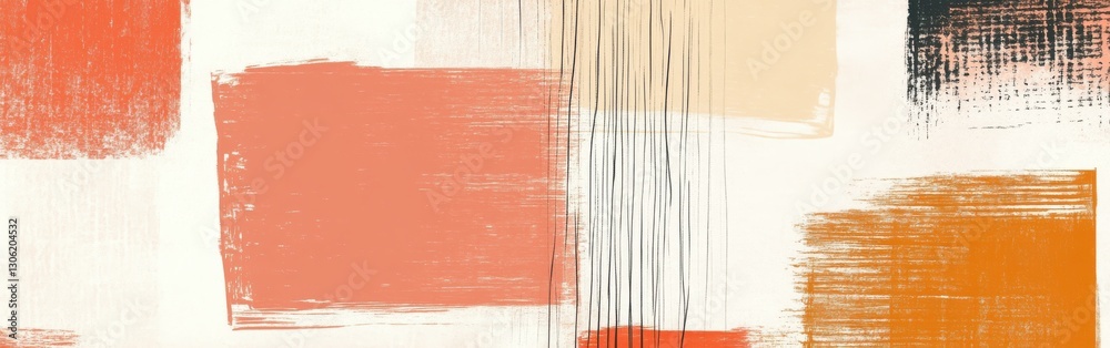 Aufkleber minimalist amber and pencil strokes blend in an abstract artwork with subtle shapes and texture