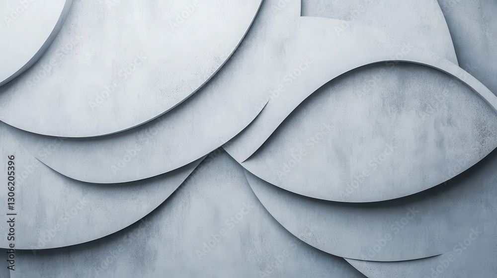 Aufkleber monochromatic pastel gray design featuring abstract shapes and curves in a sophisticated contemporar