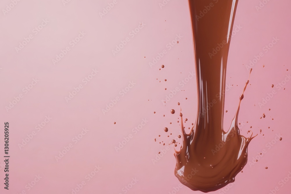 Poster a vibrant swirl of melted chocolate flows through the air, creating an artistic display against a so
