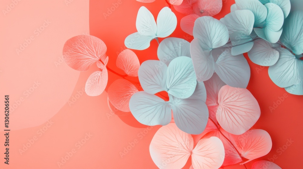 Poster elegant pastel mint and coral arcs create a harmonious visual aesthetic in a modern decor setting