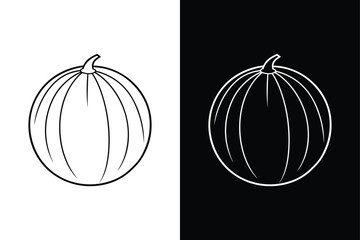 Cantaloupe Fruit Vector Simple & Timeless Line Art