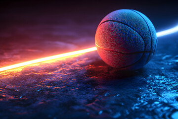 Fototapeta premium Dynamic Neon Basketball, Sport, Style, and Striking Contrasts in Vivid Colors
