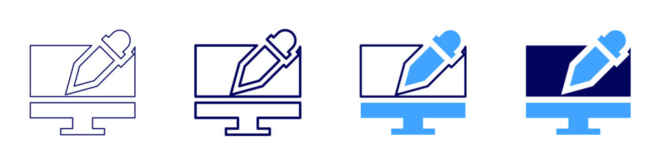 Design prototyping icon in 4 different styles. Thin Line, Line, Bold Line, Duotone. Duotone style. Editable stroke
