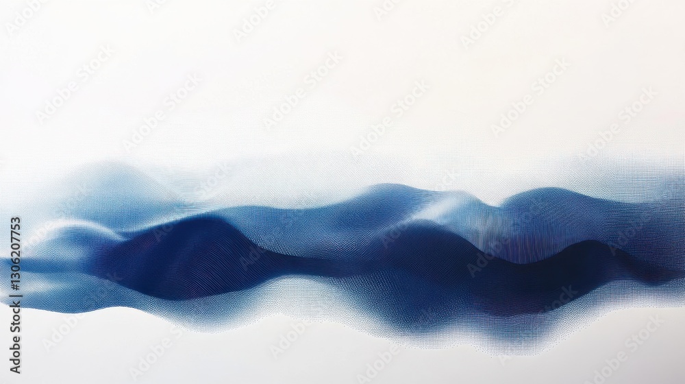 Aufkleber Halftone design featuring ocean blue gradients and soft wave patterns evoking tranquility and depth