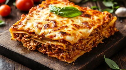 A comforting dish of homemade lasagna baked to perfection