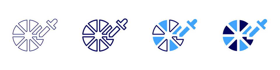 Dropper icon in 4 different styles. Thin Line, Line, Bold Line, Duotone. Duotone style. Editable stroke