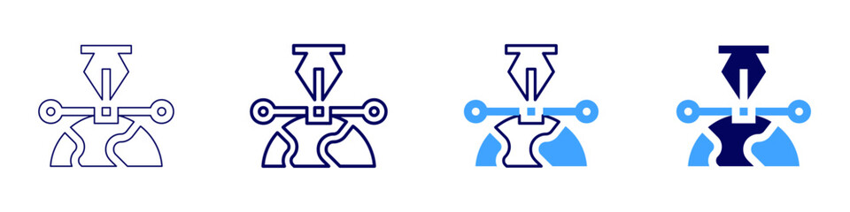 Industrial design​ icon in 4 different styles. Thin Line, Line, Bold Line, Duotone. Duotone style. Editable stroke