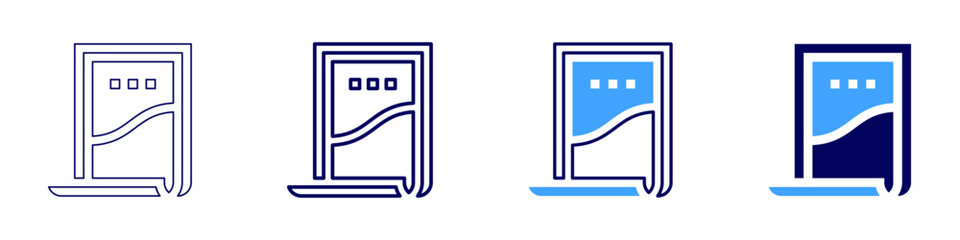 Poster design icon in 4 different styles. Thin Line, Line, Bold Line, Duotone. Duotone style. Editable stroke