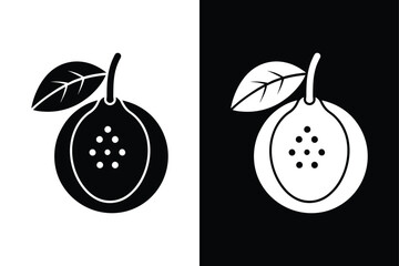 Summer Fruit Perfection Guava Icon in Black & White