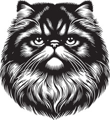 Persian cat vector in black and white