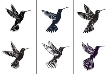 Silhouette Hummingbird Full Body in Black &ndash; Minimalist Hummingbird Design