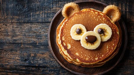 Plate with a teddy bear face design featuring cute and colorful details for childrens dining