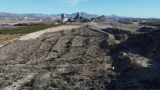 Aerial approach to a huge cement manufacturing plant