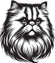 Persian cat vector in black and white