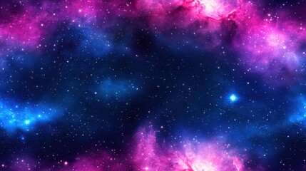 Fototapeta premium Colorful space background featuring bright stars and swirling nebulas in a dark cosmic setting