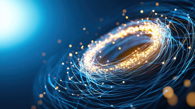 Quantum computing and creativity, Abstract digital visualization of quantum algorithms with glowing particles