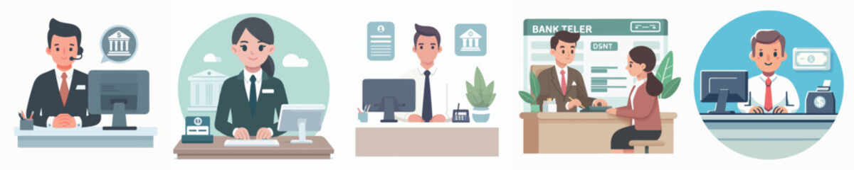 Vector of a bank teller.