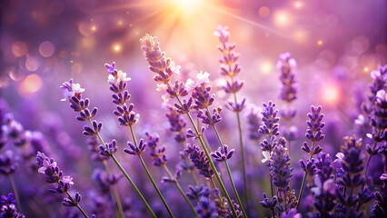 Naklejka premium Seamless Lavender Background with Gradient Amethyst Sheen. Perfect for: Aromatherapy branding, luxury packaging, mystical themes