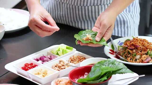 Preparing Miang Kham Leaf Wraps in Phuket