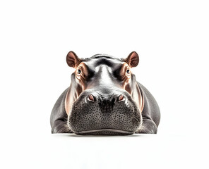 Fototapeta premium Majestic Hippopotamus Portrait, Capturing the serene gaze of a wildlife giant