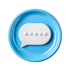 Fototapeta premium The words talking and speaking are conveyed by a white and blue chat bubble on a blue plate Transparent PNG,