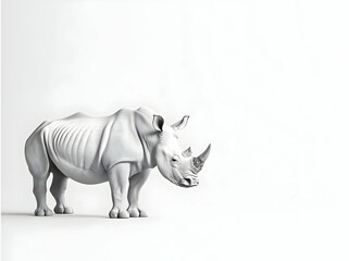 Fototapeta premium Monochrome marvel, A stunning rhino portrait with minimalist design