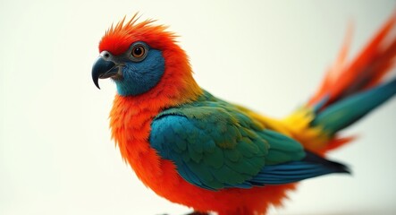 Fototapeta premium Colorful Female Waterslager Canary, 4 Years Old, Set Against a White Background
