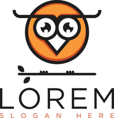Obraz premium Orange owl logo with modern and minimalist design represents creativity, energy and warmth. Suitable for branding, business education, technology or security