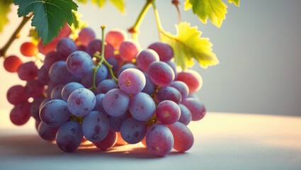 Cluster of grapes on vine showcasing fresh, delicious table grapes Vitis vinifera in a close-up view stock photo