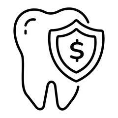 A line icon of tooth depicting dental insurance 