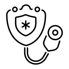 A line icon of doctor stethoscope showing medical coverage 