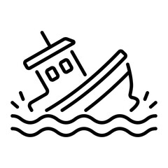 A line style icon depicting ship insurance 