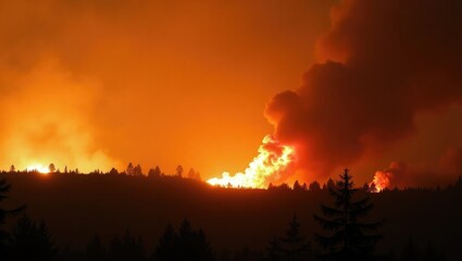 Fototapeta premium Wildfires in Gironde, France on July 17, 2022.