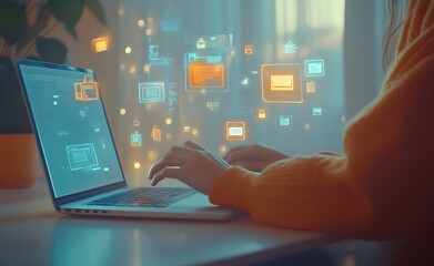 Secure online shopping and browsing on laptop with encryption technology